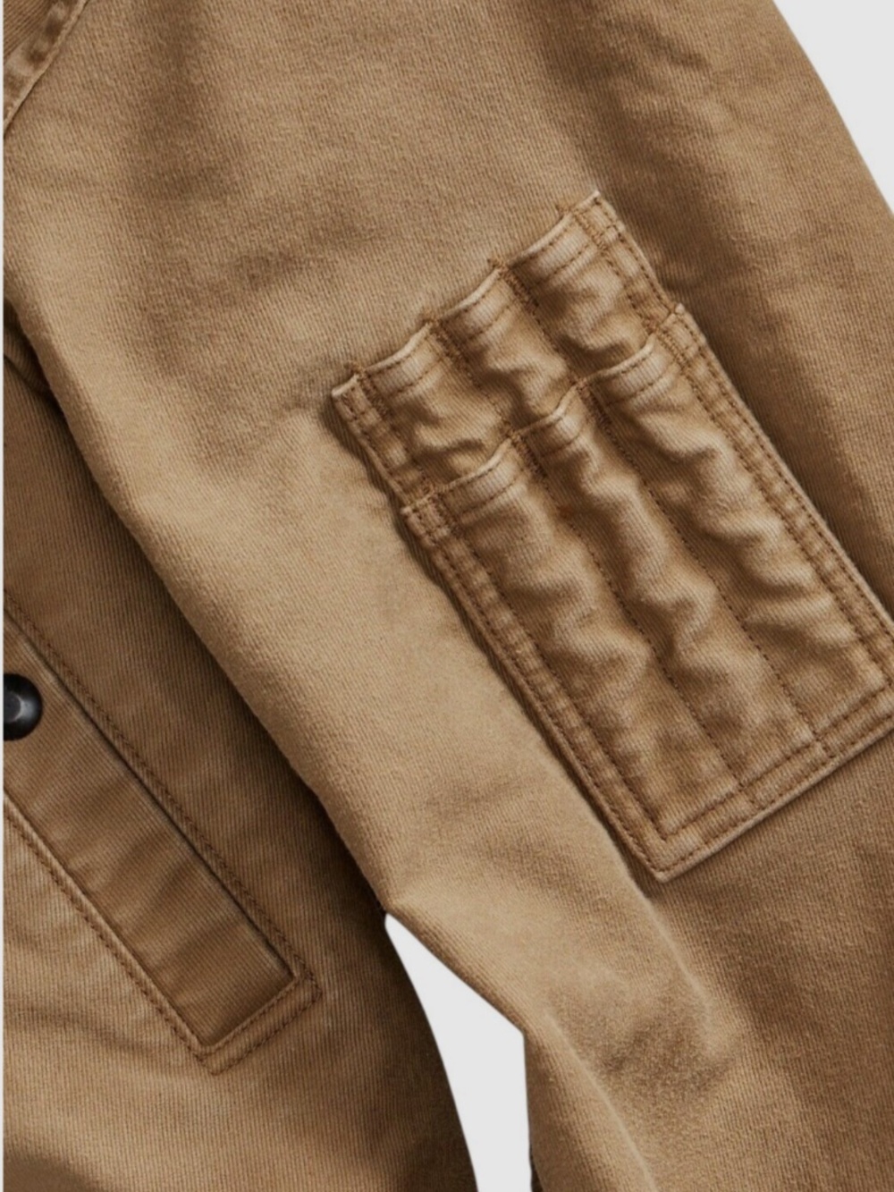RRL Ralph Lauren Clayworth Jungle Flight Jacket L Khaki Shearling Style Collar M - Picture 11 of 14